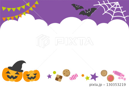 かぼちゃとお菓子のハロウィンフレーム 130353219