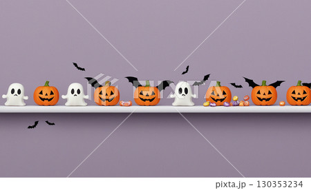 ハロウィンの装飾をしたジャックオーランタン 130353234