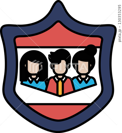 A shield with three people on it 130353295