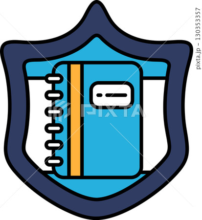 A blue shield with a book on it 130353357