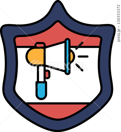 A shield with a megaphone on it A shield with a megaphone on it 130353372
