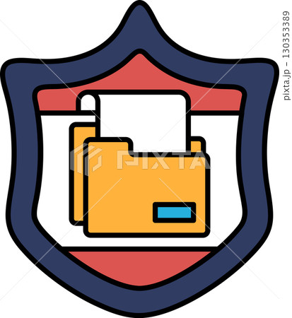 A shield with a yellow folder on it A shield with a yellow folder on it 130353389