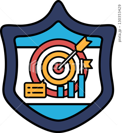 A shield with a red bullseye and a green arrow pointing to it A shield with a red bullseye and a green arrow pointing to it 130353429