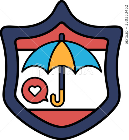 A shield with a blue umbrella on it A shield with a blue umbrella on it 130353452