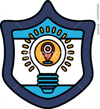 A shield with a light bulb on it A shield with a light bulb on it 130353484