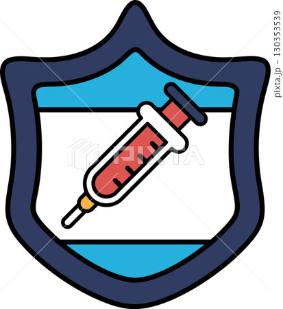 A shield with a syringe on it A shield with a syringe on it 130353539