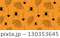 Vector Halloween spider seamless pattern. Black spiders and spiderweb on orange background. Illustration for fabric; packaging; paper; wallpaper; print 130353645