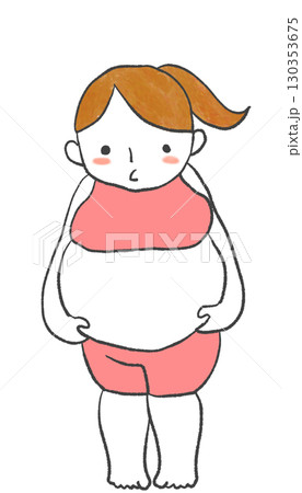 お腹の肉を気にする女性 130353675