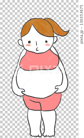 お腹の肉を気にする女性 130353675