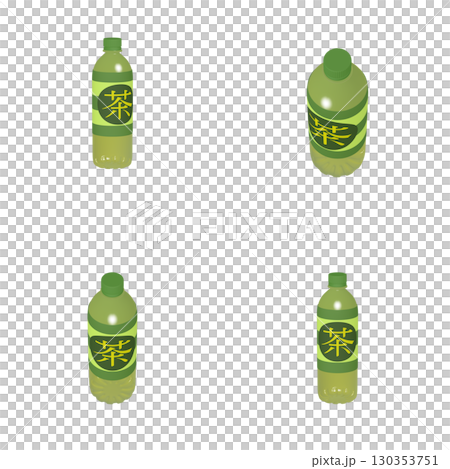 Illustration of daily necessities: PET bottle 650ml Tea (1) Cut four-piece set 130353751