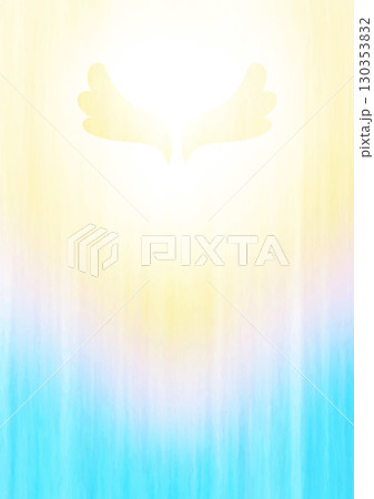 輝く羽の虹色フレア・青・規格紙比率縦 130353832