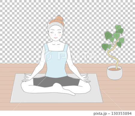 在房間裡冥想的女人 130353894