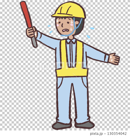 Illustration of a tanned man directing traffic 130354042