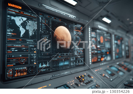 Control panel with digital interface and red...のイラスト素材 [130354226] - PIXTA