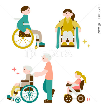 高齢者・若者・子ども・車椅子ユーザーの優しいイラスト 130355438
