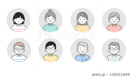 人物アバター アイコン 多様な顔 男女 若者 高齢者 キャラクター お客様の声 イラスト 人物アバター アイコン 多様な顔 男女 若者 高齢者 キャラクター お客様の声 イラスト 130355849