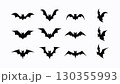 Set of silhouette black bat on white background symbol for halloween day. vector illustration 130355993