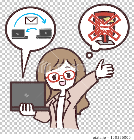 一位女士將信件轉換成電子郵件的插圖 130356000