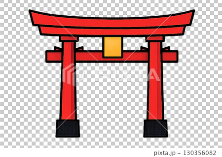 彩色鳥居門插畫平面流行藝術 130356082
