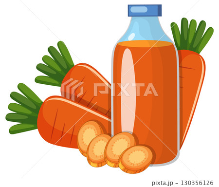 Carrot Juice Bottle with Fresh Carrots and Slices Carrot Juice Bottle with Fresh Carrots and Slices 130356126
