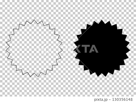 Jagged circular badge silhouette set (white and black) 130356148