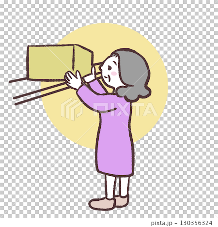 荷物を仕舞うシニア女性のイラスト 荷物を仕舞うシニア女性のイラスト 130356324