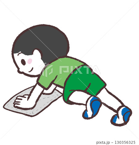 雑巾がけする男の子のイラスト 130356325