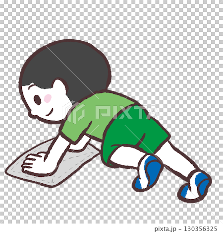 雑巾がけする男の子のイラスト 130356325