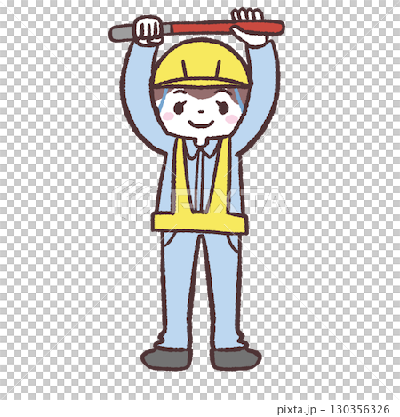 交通誘導する女性のイラスト 130356326