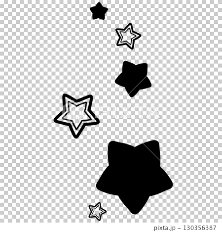 可愛的手繪黑色閃閃發光的星星插畫 130356387