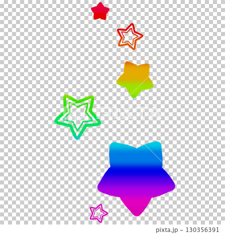 虹色のかわいい手描きのキラキラ星のイラスト 130356391