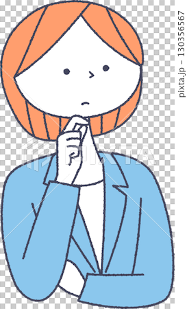 考え事をしているスーツを着た女性 考え事をしているスーツを着た女性 130356567