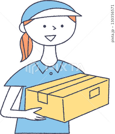 荷物を運ぶ配達員の女性 荷物を運ぶ配達員の女性 130356571