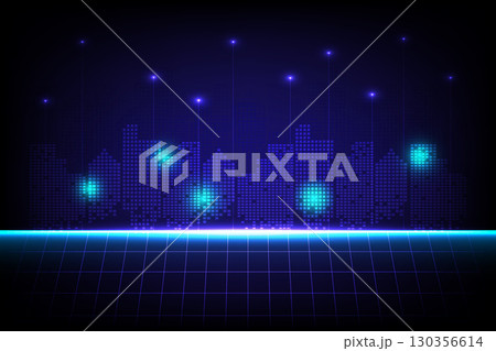 Futuristic Smart City Skyline with Digital Light Grid Futuristic Smart City Skyline with Digital Light Grid 130356614