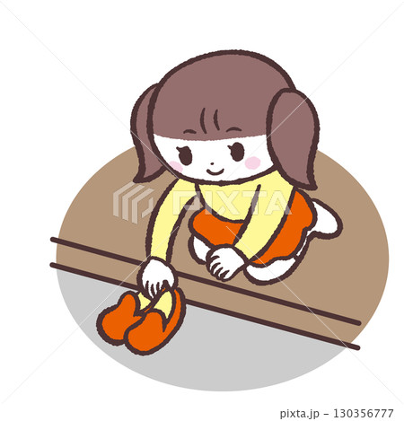 靴を揃える女の子のイラスト 130356777
