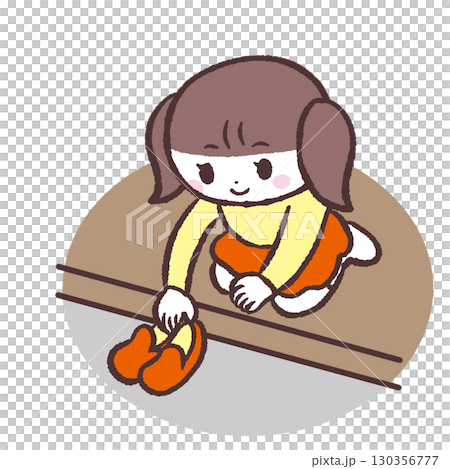 靴を揃える女の子のイラスト 130356777