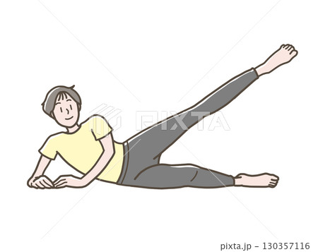 トレーニングをするヨガウェア姿の女性のイラスト トレーニングをするヨガウェア姿の女性のイラスト 130357116