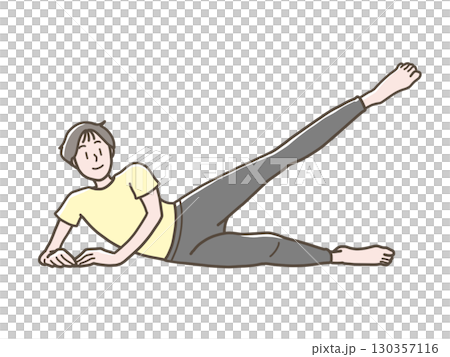 トレーニングをするヨガウェア姿の女性のイラスト トレーニングをするヨガウェア姿の女性のイラスト 130357116