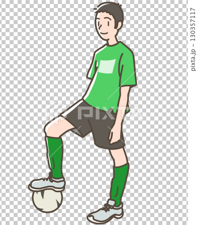 サッカーをする少年のイラスト 130357117