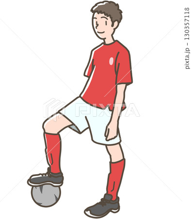 サッカーをする少年のイラスト 130357118