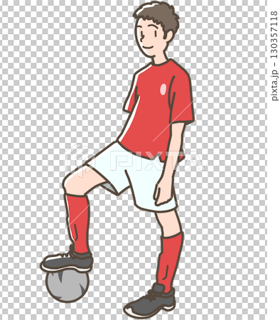 サッカーをする少年のイラスト 130357118