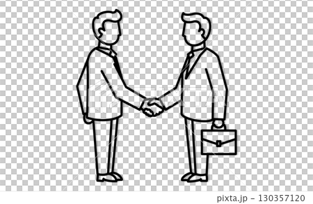 商談成功を示す握手の線画イラスト 商談成功を示す握手の線画イラスト 130357120