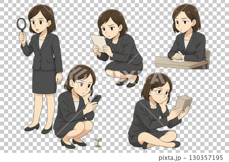 じっくり眺める女性のイラスト 130357195