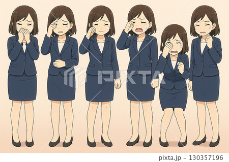 泣いている女性のイラスト 130357196