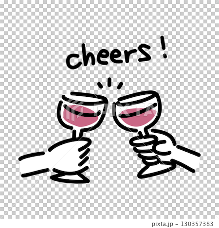 ワインで乾杯するベクターイラスト 130357383