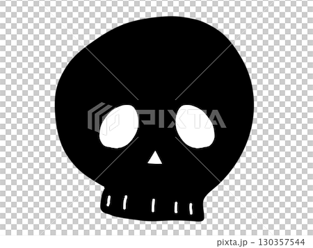 Simple and cute skull and crossbones illustration in black 130357544
