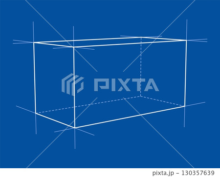Geometric Wireframe Cube. Vector 130357639