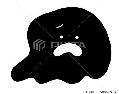 ハロウィンのかわいいおばけ シルエット 手なし デフォルメ 困り顔 黒ver. ハロウィンのかわいいおばけ シルエット 手なし デフォルメ 困り顔 黒ver. 130357915