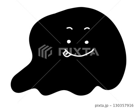 ハロウィンのかわいいおばけ シルエット 手なし デフォルメ 舌ペロ 黒ver. ハロウィンのかわいいおばけ シルエット 手なし デフォルメ 舌ペロ 黒ver. 130357916