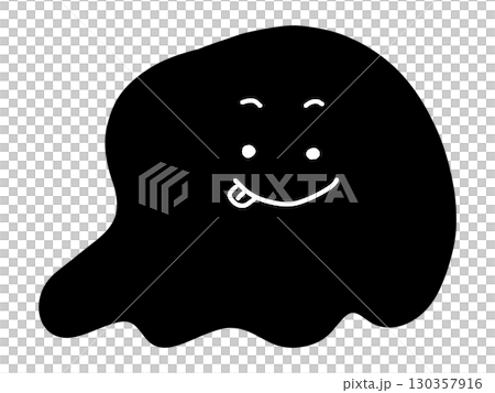 ハロウィンのかわいいおばけ シルエット 手なし デフォルメ 舌ペロ 黒ver. ハロウィンのかわいいおばけ シルエット 手なし デフォルメ 舌ペロ 黒ver. 130357916